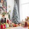Costway 7.5ft Snow-Flocked Hinged Artificial Christmas Pencil Tree w/ 1189 Mixed Tips